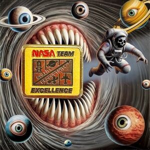 Vintage NASA Team Excellence Quality Productivity Enamel Gold Tone Lapel Pin